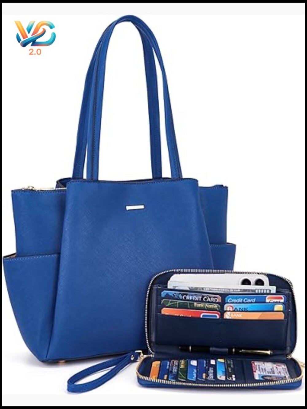 Large Tote Handbag Set with Wallet and Crossbody Strap Satchel